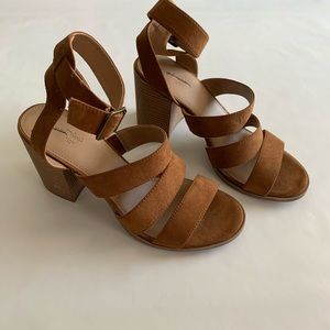 Brown Chunky Strappy Heels by Universal Thread